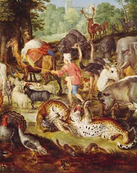 Noahs Ark, detalje på højre side, efter et maleri af Jan Brueghel den Ældre